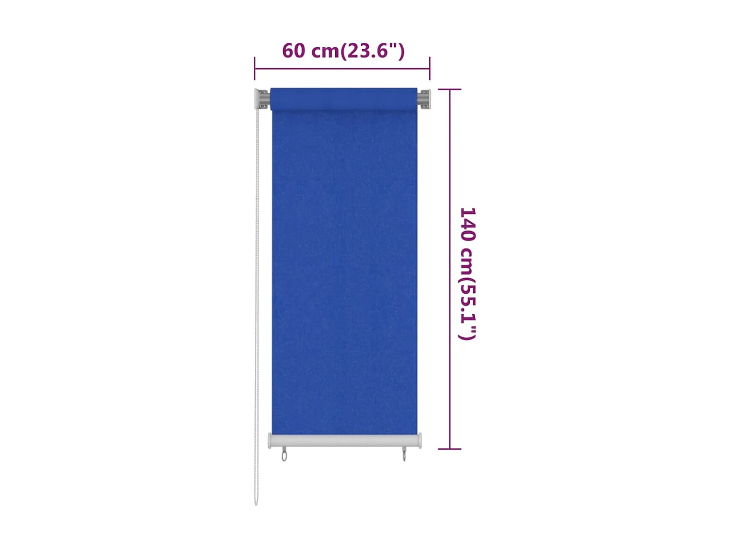 Store roulant d'extérieur 60x140 cm Bleu PEHD