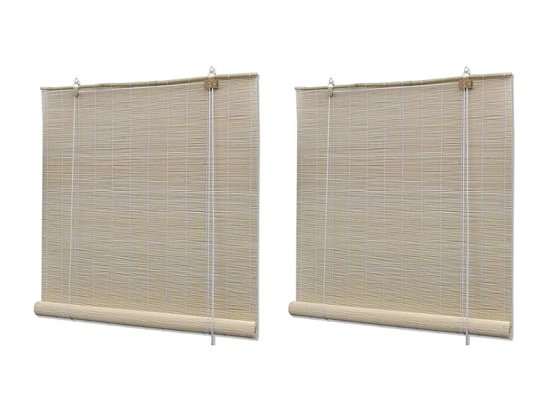Estor enrollable bambú natural 2 piezas 120x160 cm