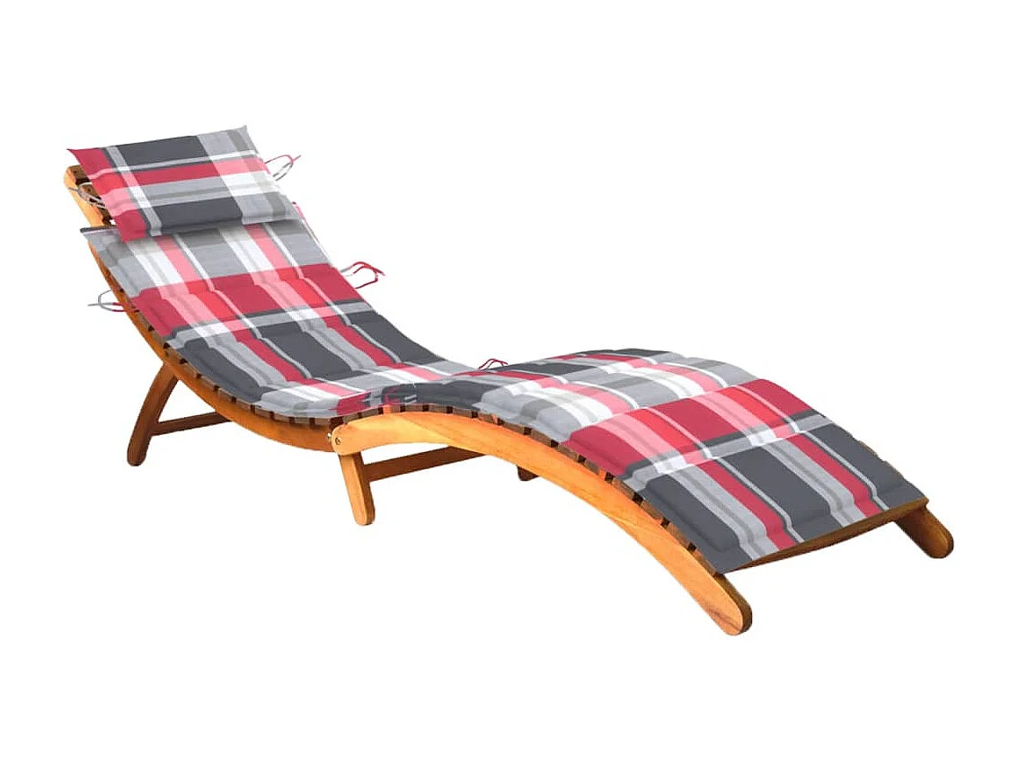 Chaise longue de jardin avec coussin Bois d'acacia solide