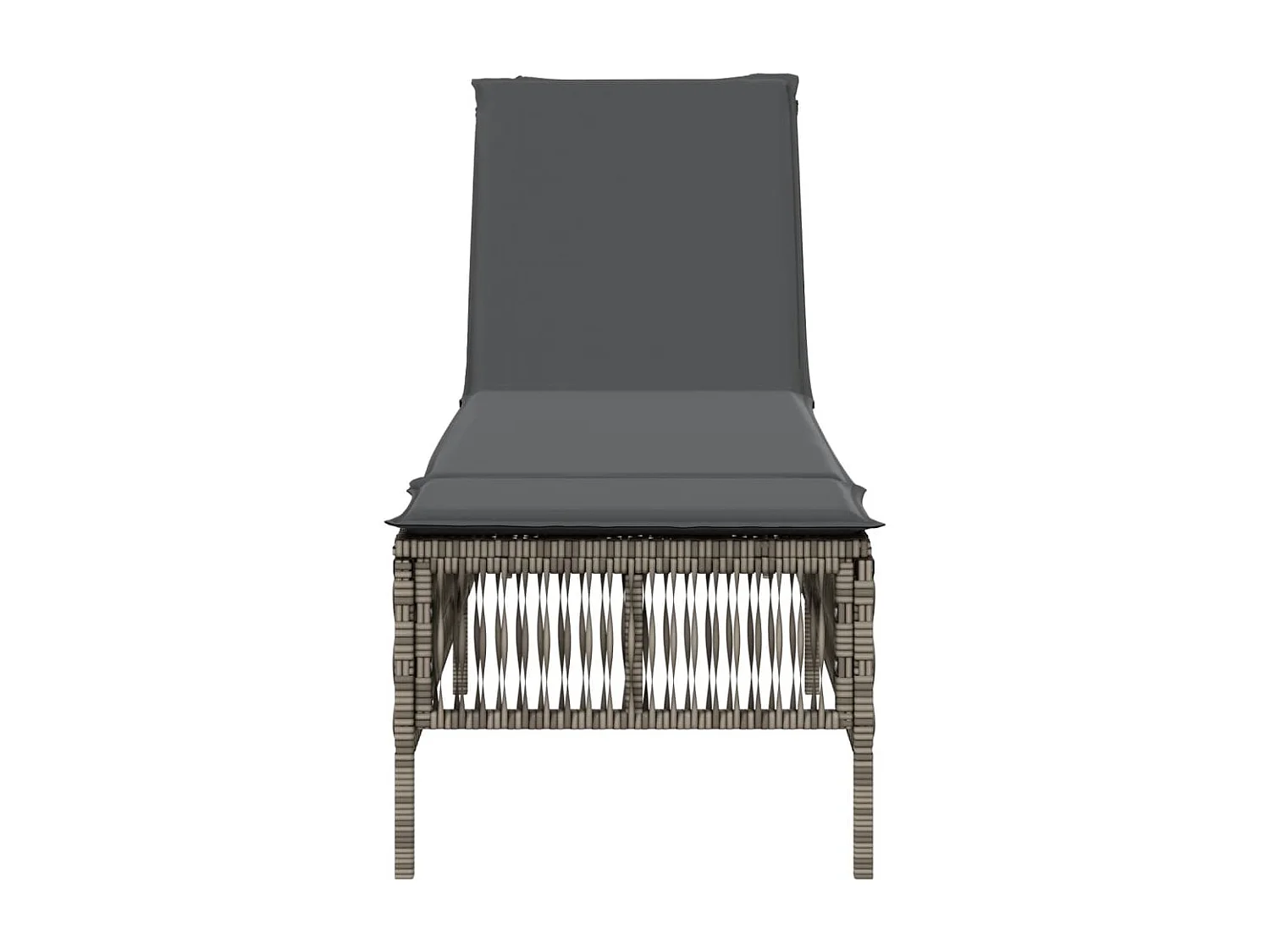 Chaise longue avec coussin gris résine tressée