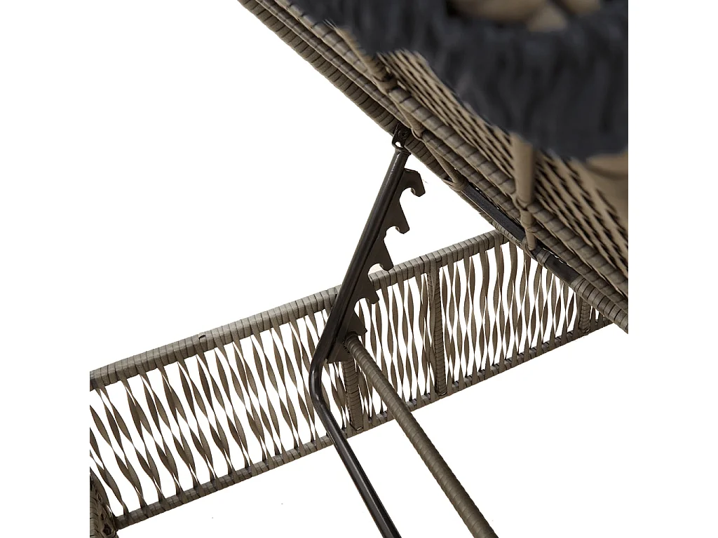 Chaise longue avec coussin gris résine tressée