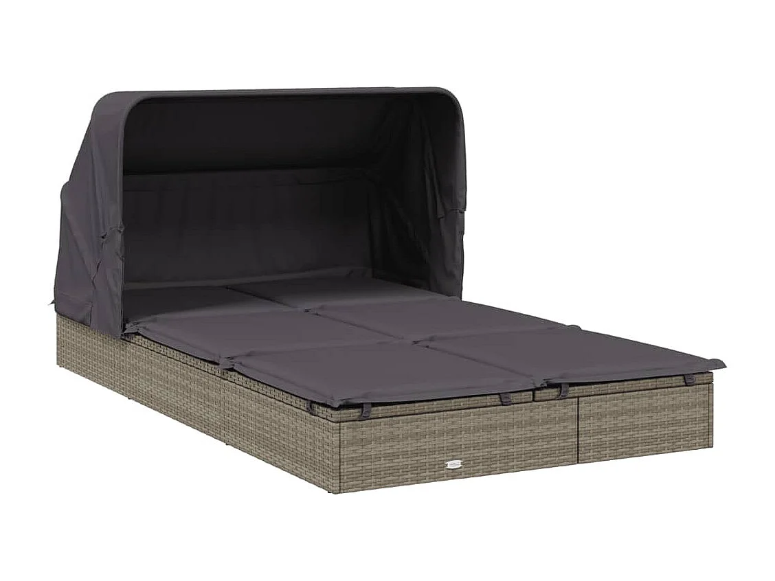 Transat 2 places avec toit pliable gris 213x118x97 cm