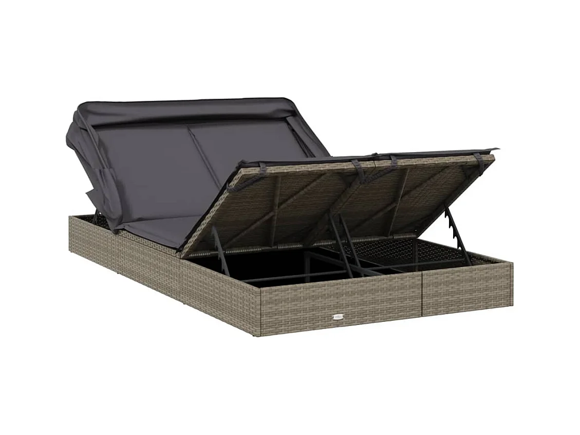 Sdraio 2 posti con tetto pieghevole grigio 213x118x97 cm