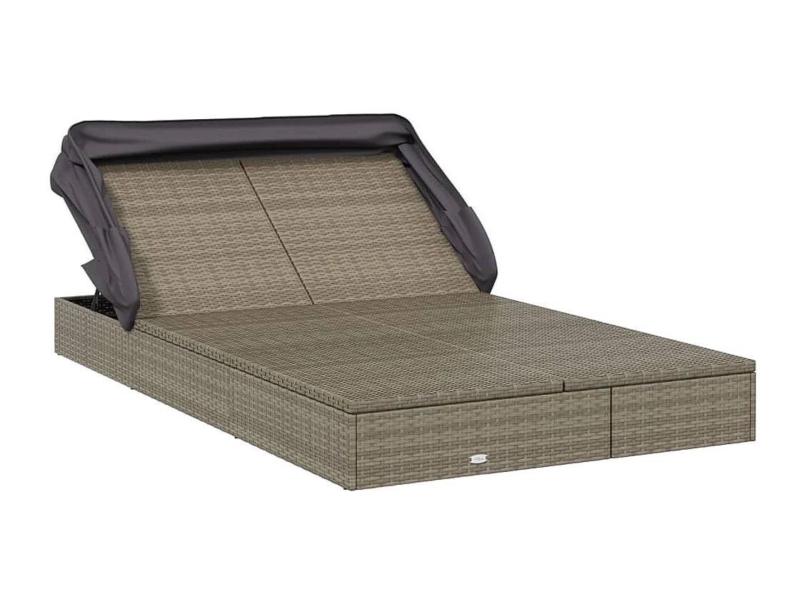 Transat 2 places avec toit pliable gris 213x118x97 cm