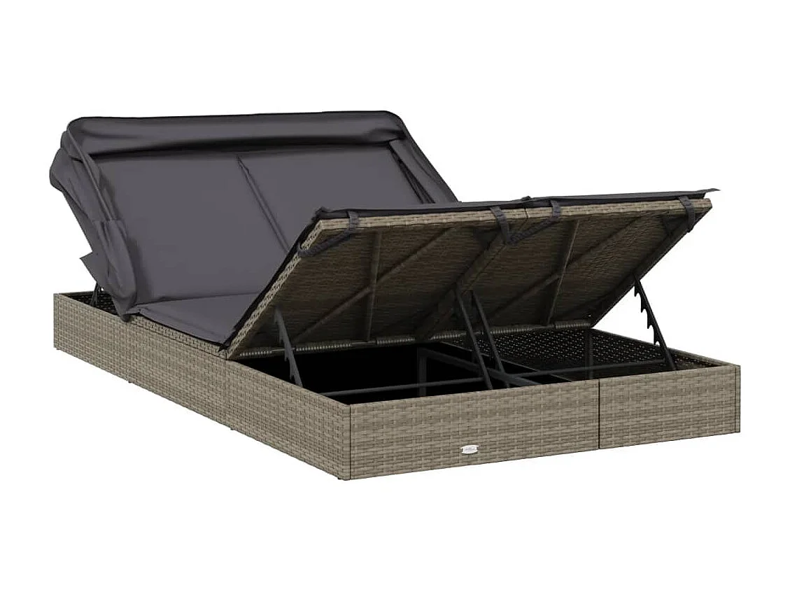 Transat 2 places avec toit pliable gris 213x118x97 cm