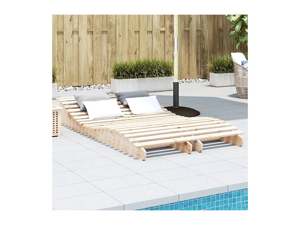 Liegestühle 2er-Set 205x60x31,5cm aus massivem Kiefernholz