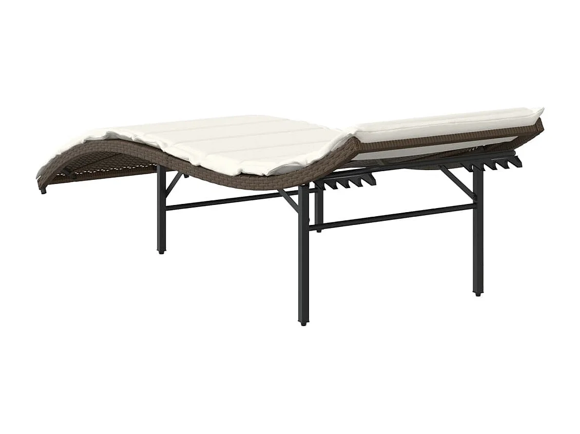 Chaises longues lot de 2 avec coussins marron résine tressée