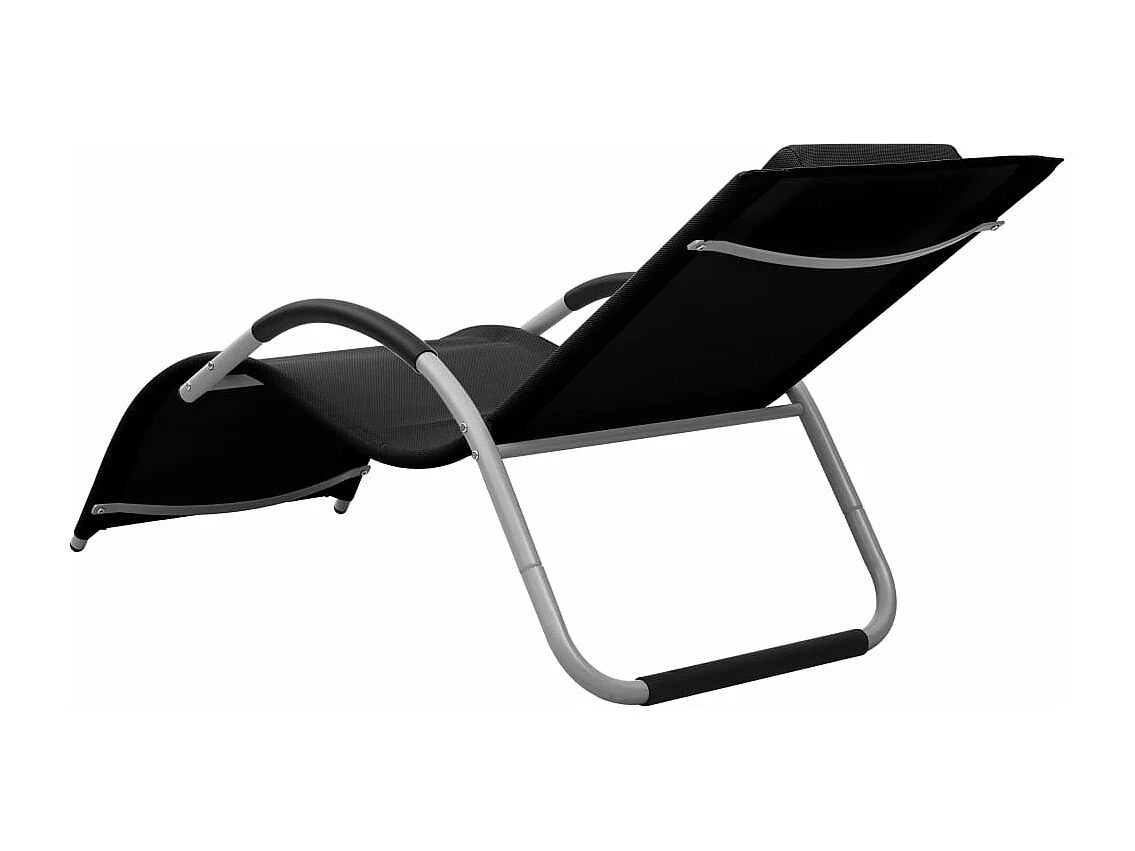 Textilene-Loungesessel im 2er-Set in Schwarz und Grau