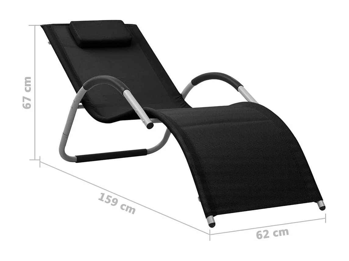 Textilene-Loungesessel im 2er-Set in Schwarz und Grau