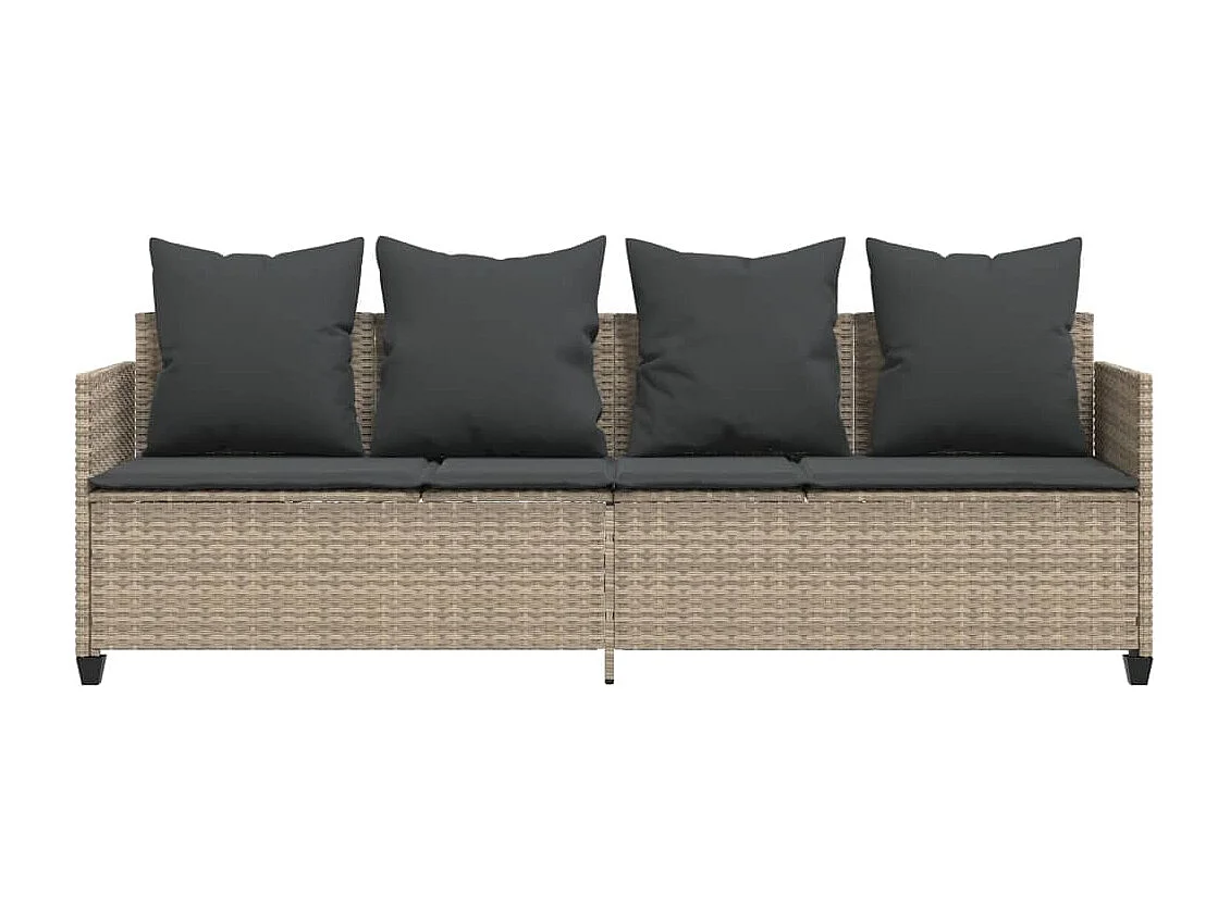 Chaise longue avec coussins gris clair résine tressée