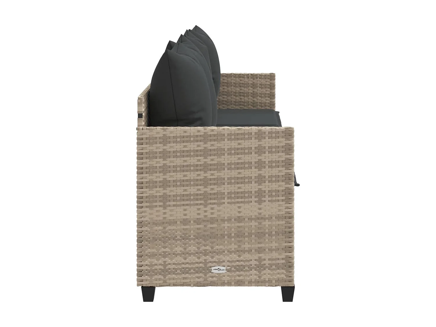 Chaise longue avec coussins gris clair résine tressée