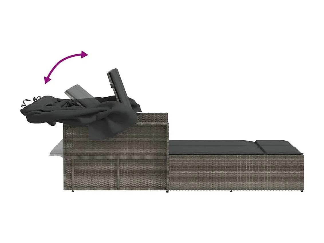 Doppel-Loungesessel und grau gewebte Harzmarkise und Kissen
