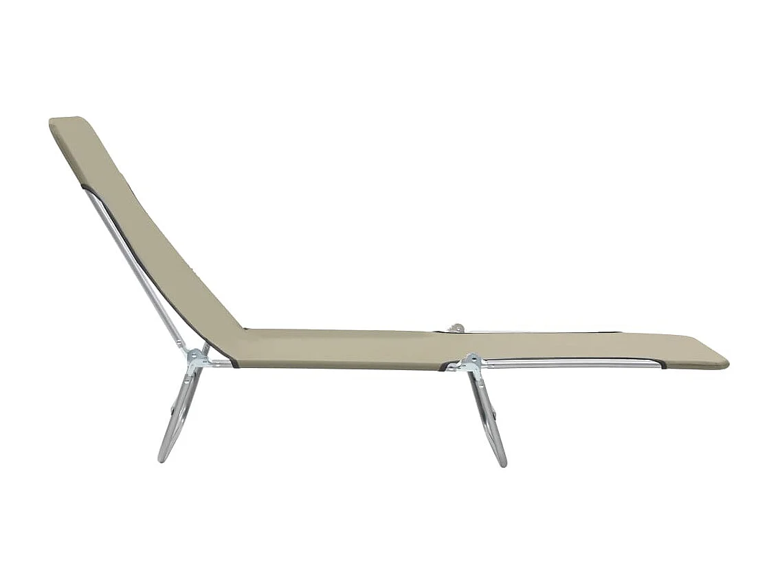 Chaises longues pliables lot de 2 Acier et tissu Taupe