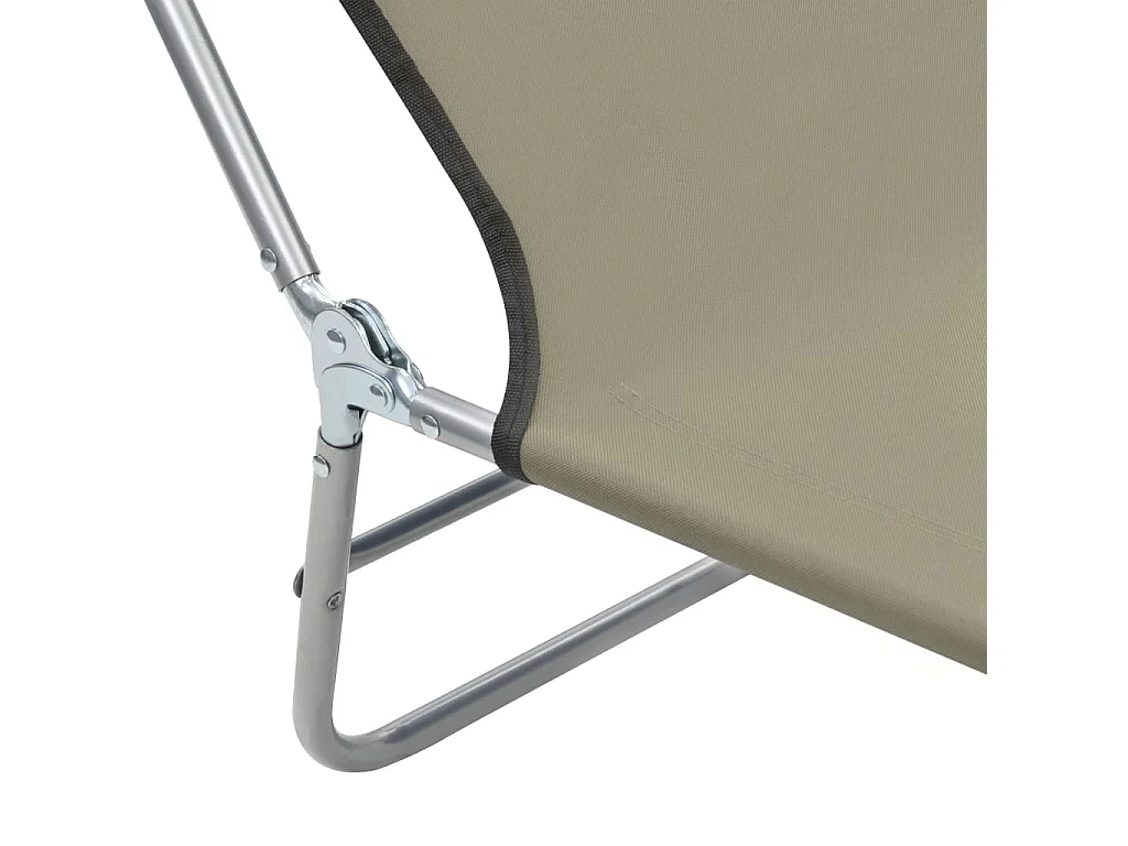Chaises longues pliables lot de 2 Acier et tissu Taupe