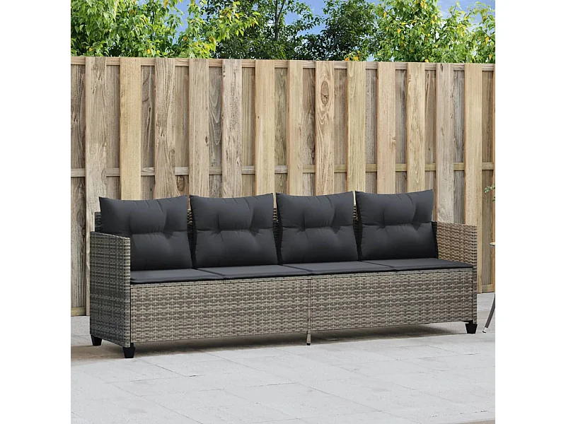 Chaise longue avec coussins gris résine tressée