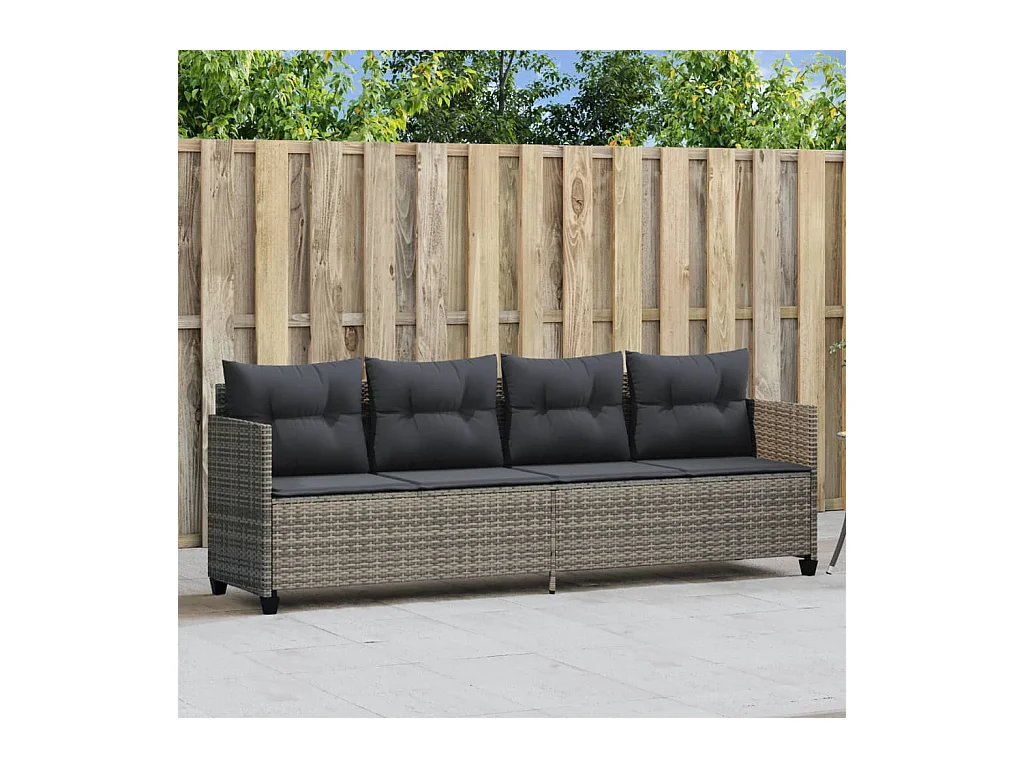 Poltrona lounge con cuscini in resina intrecciata grigia