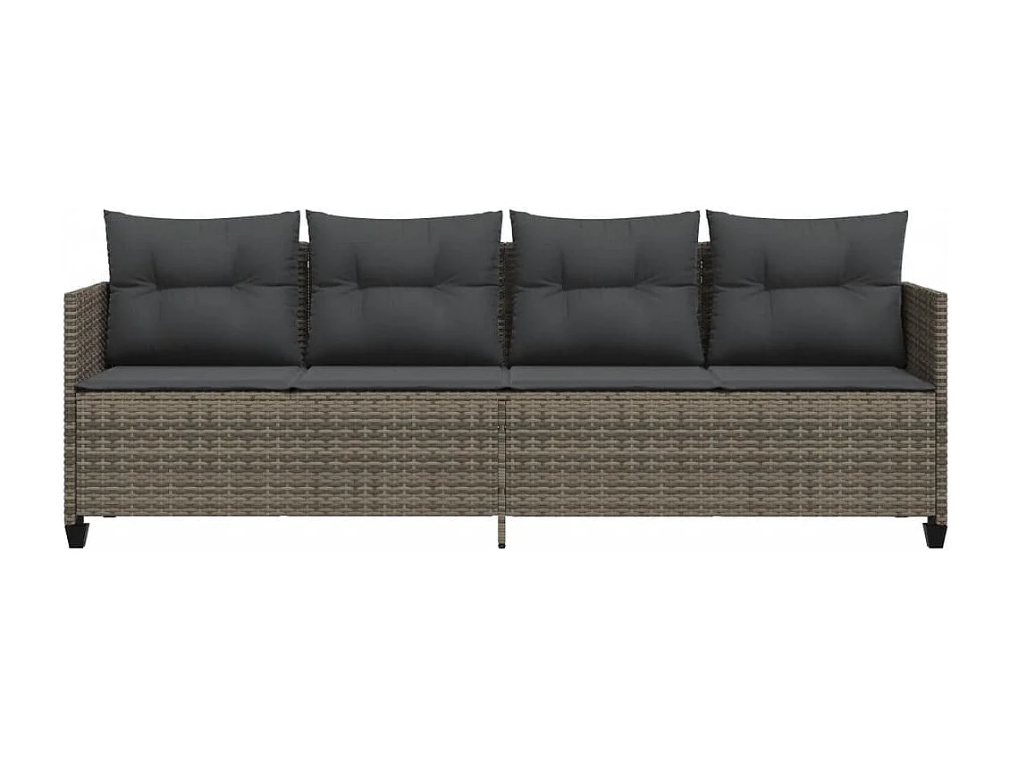 Chaise longue avec coussins gris résine tressée