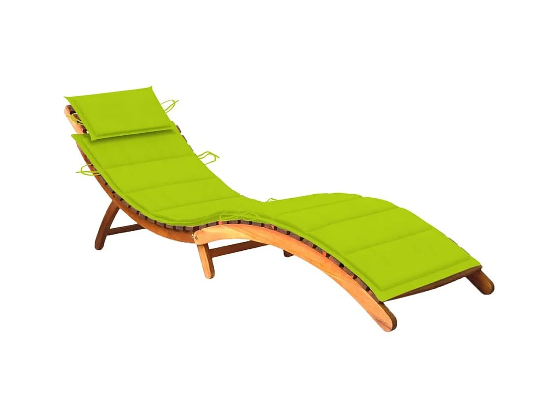 Chaise longue de jardin avec coussin Bois d'acacia solide