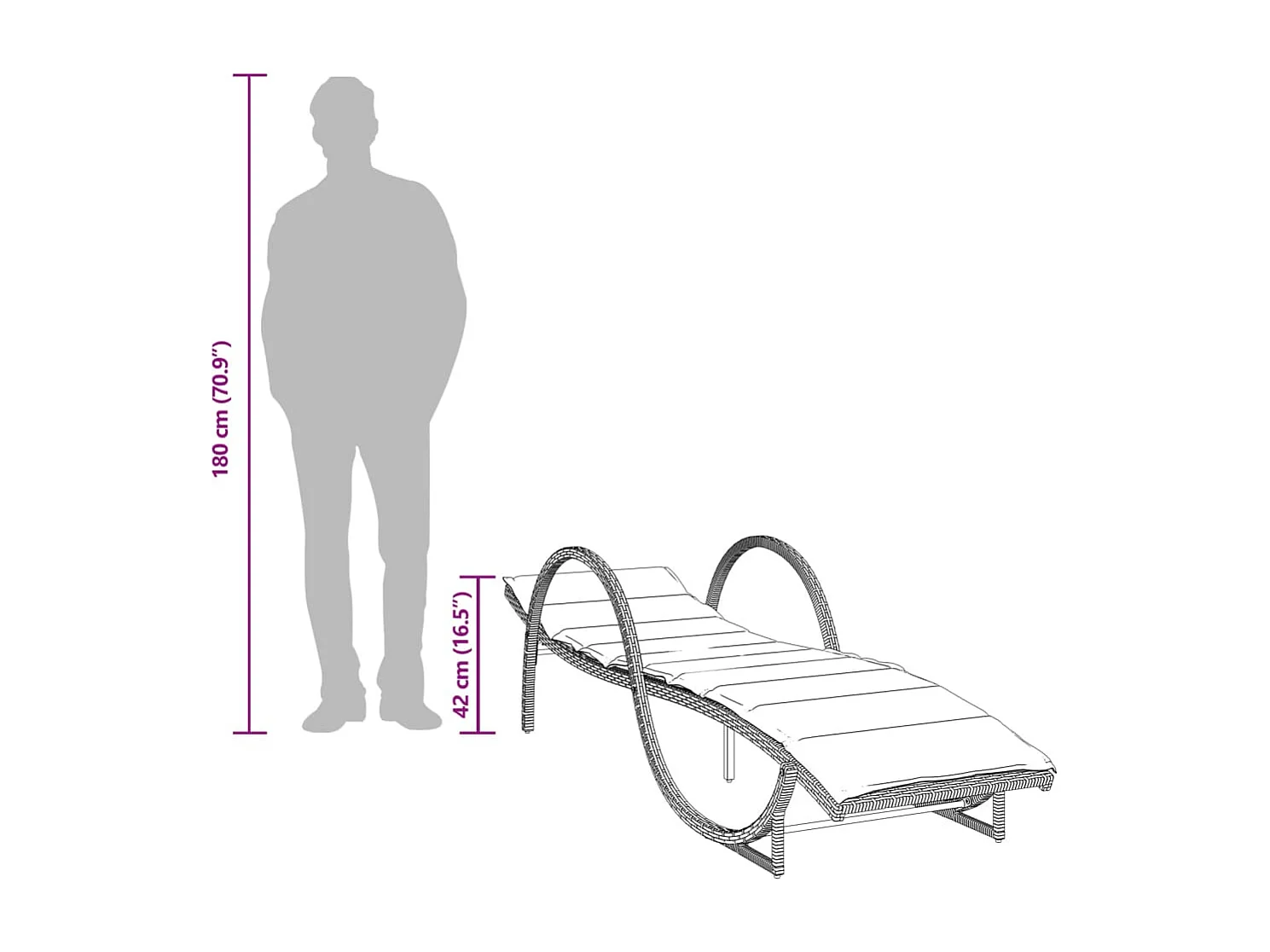 Chaises longues lot de 2 et coussins gris clair résine tressée