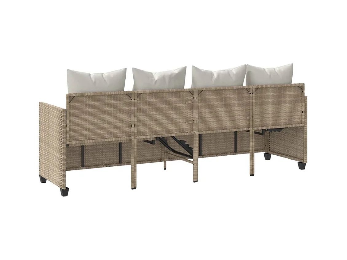 Chaise longue avec coussins beige résine tressée