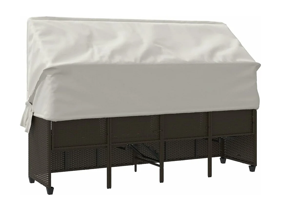 Espreguiçadeira com dossel e almofadas de resina tecida marrom