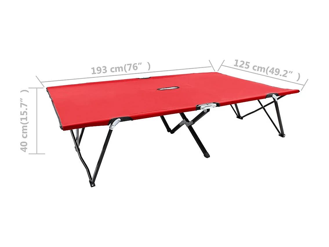 Chaise longue pliable 2 places rouge Acier