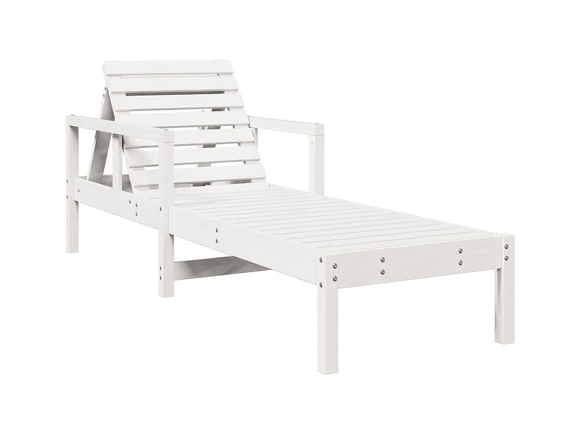 Chaise longue blanc 199,5x62x55 cm bois massif de pin