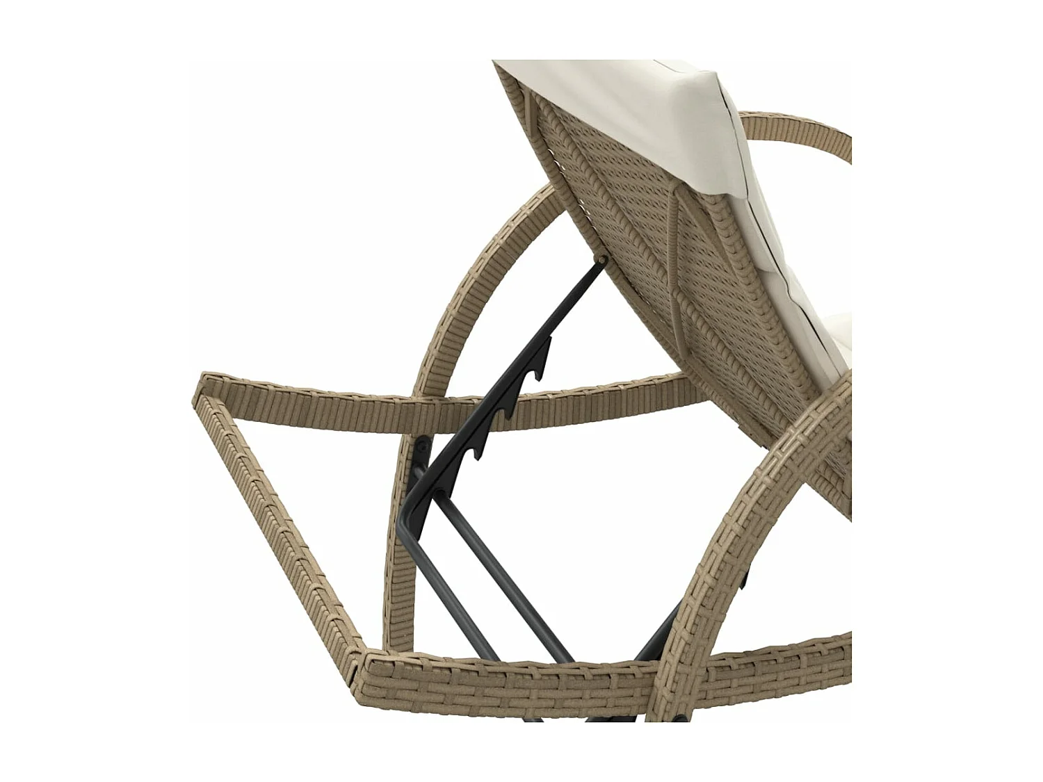 Chaise longue avec coussin beige 60x199x42 cm résine tressée