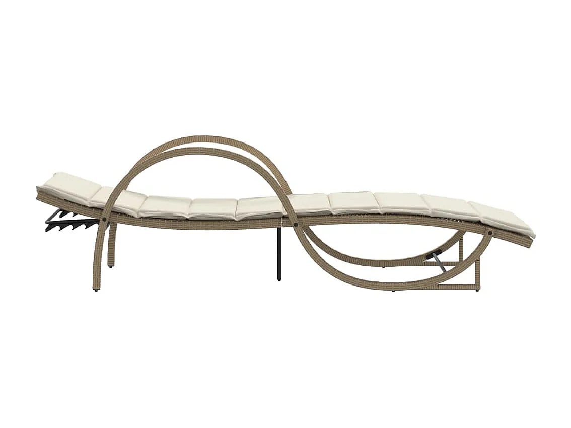 Chaise longue avec coussin beige 60x199x42 cm résine tressée