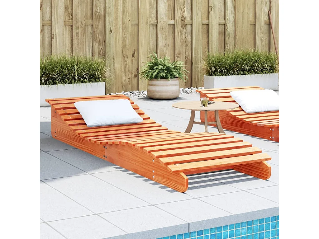 Poltrona lounge cerata marrone 205x70x31,5 cm in legno di pino massiccio