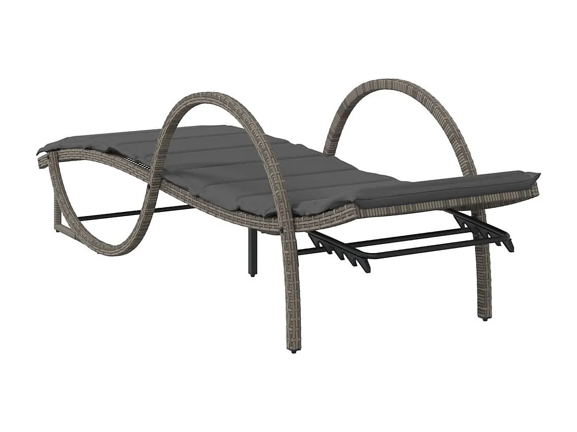 Conjunto de 2 cadeiras de praia com almofadas de resina tecida cinza