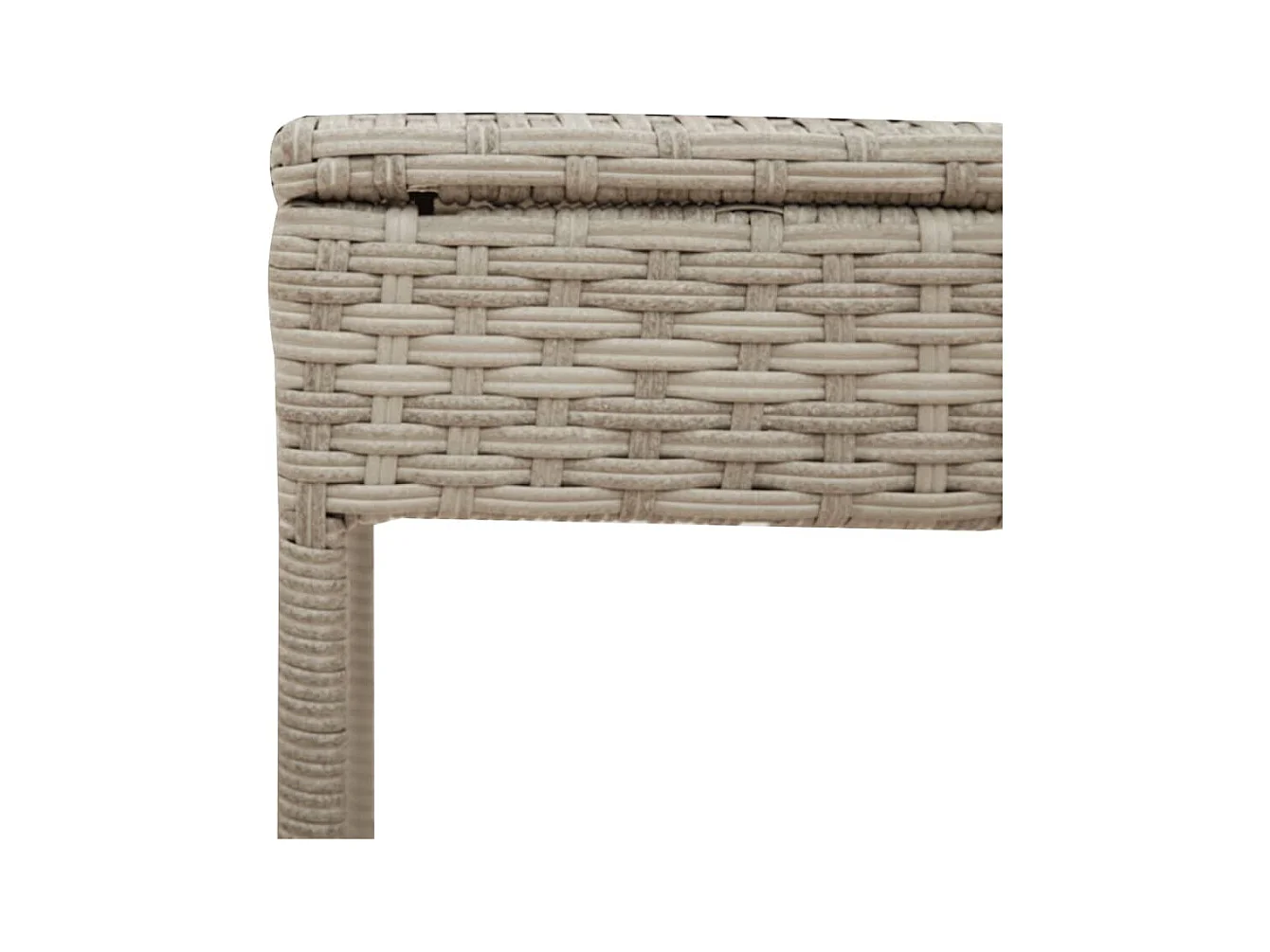 Chaise longue avec table et coussin gris clair résine tressée