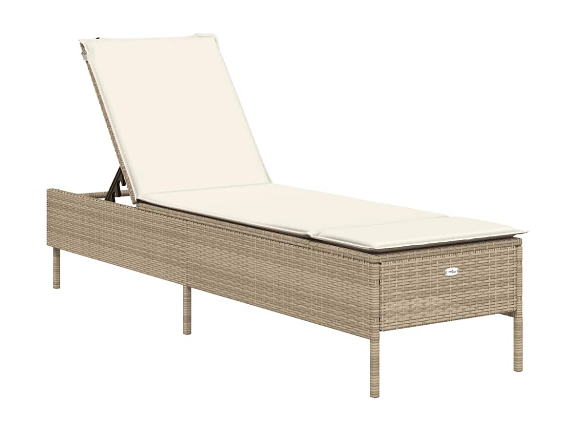 Poltrona lounge con cuscino in resina intrecciata beige