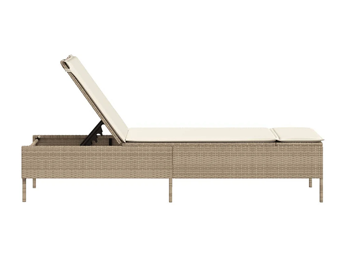 Poltrona lounge con cuscino in resina intrecciata beige