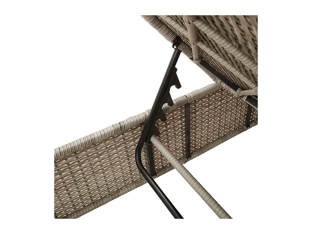 Chaise longue avec coussin gris clair résine tressée