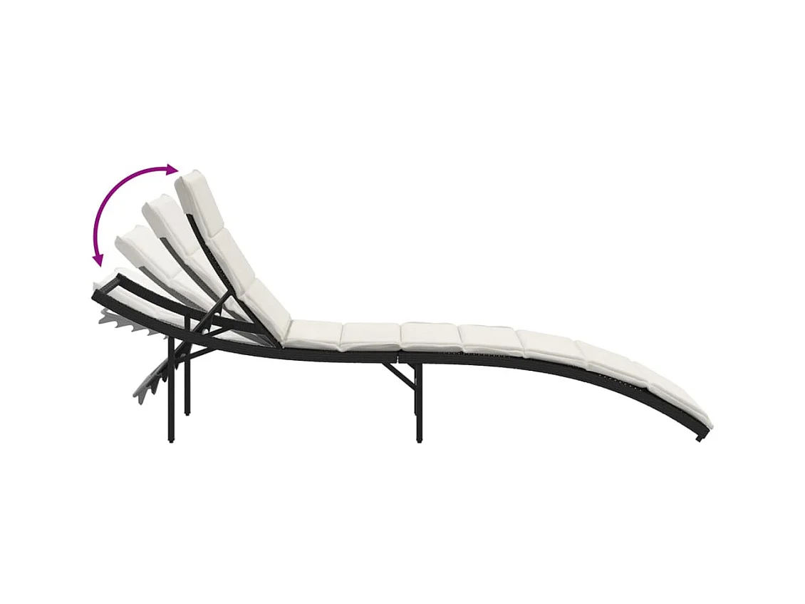 Chaises longues lot de 2 avec coussins noir résine tressée