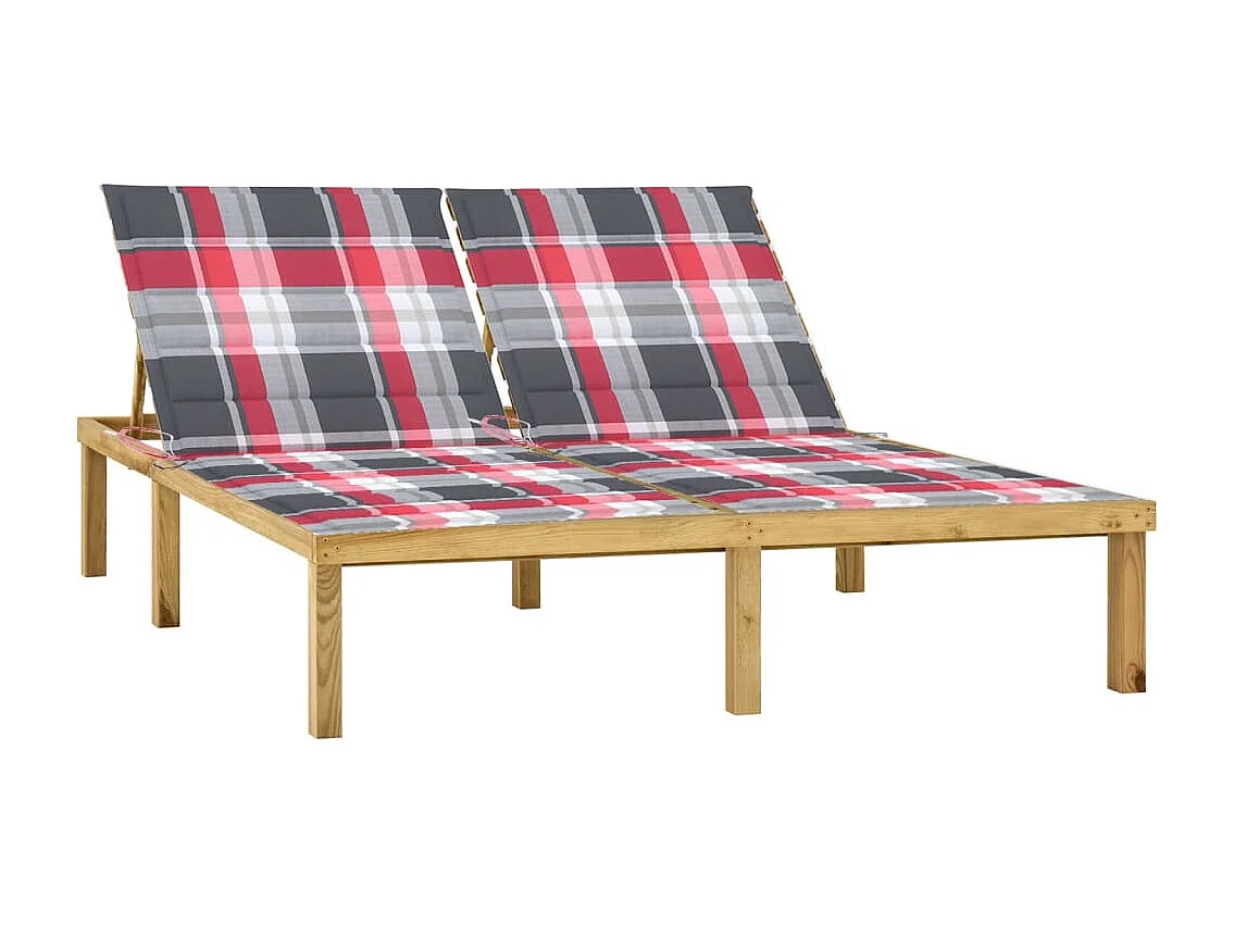 Chaise longue double avec coussins Bois de pin imprégné