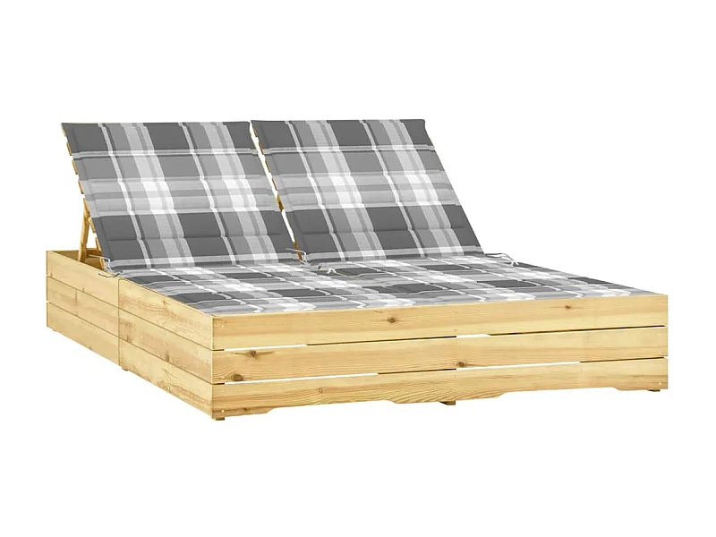 Chaise longue double avec coussins Bois de pin imprégné