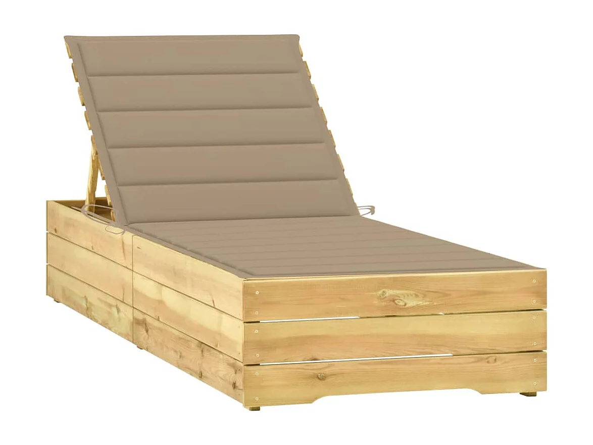 Loungestoel met beige kussen Geïmpregneerd grenenhout