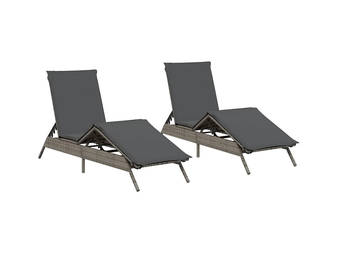 Ligstoelen met kussens set van 2 grijs geweven hars