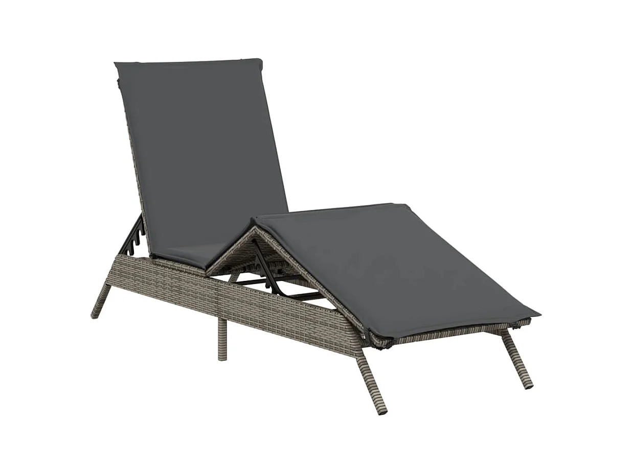 Ligstoelen met kussens set van 2 grijs geweven hars