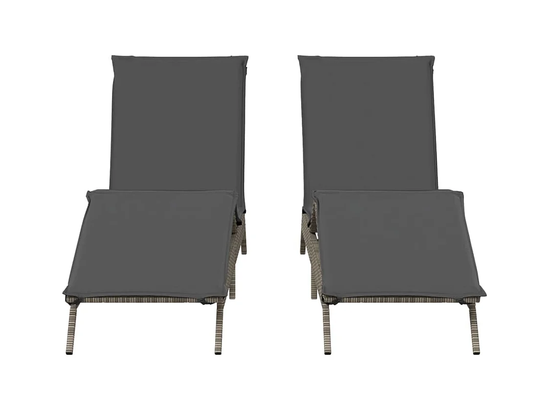 Ligstoelen met kussens set van 2 grijs geweven hars