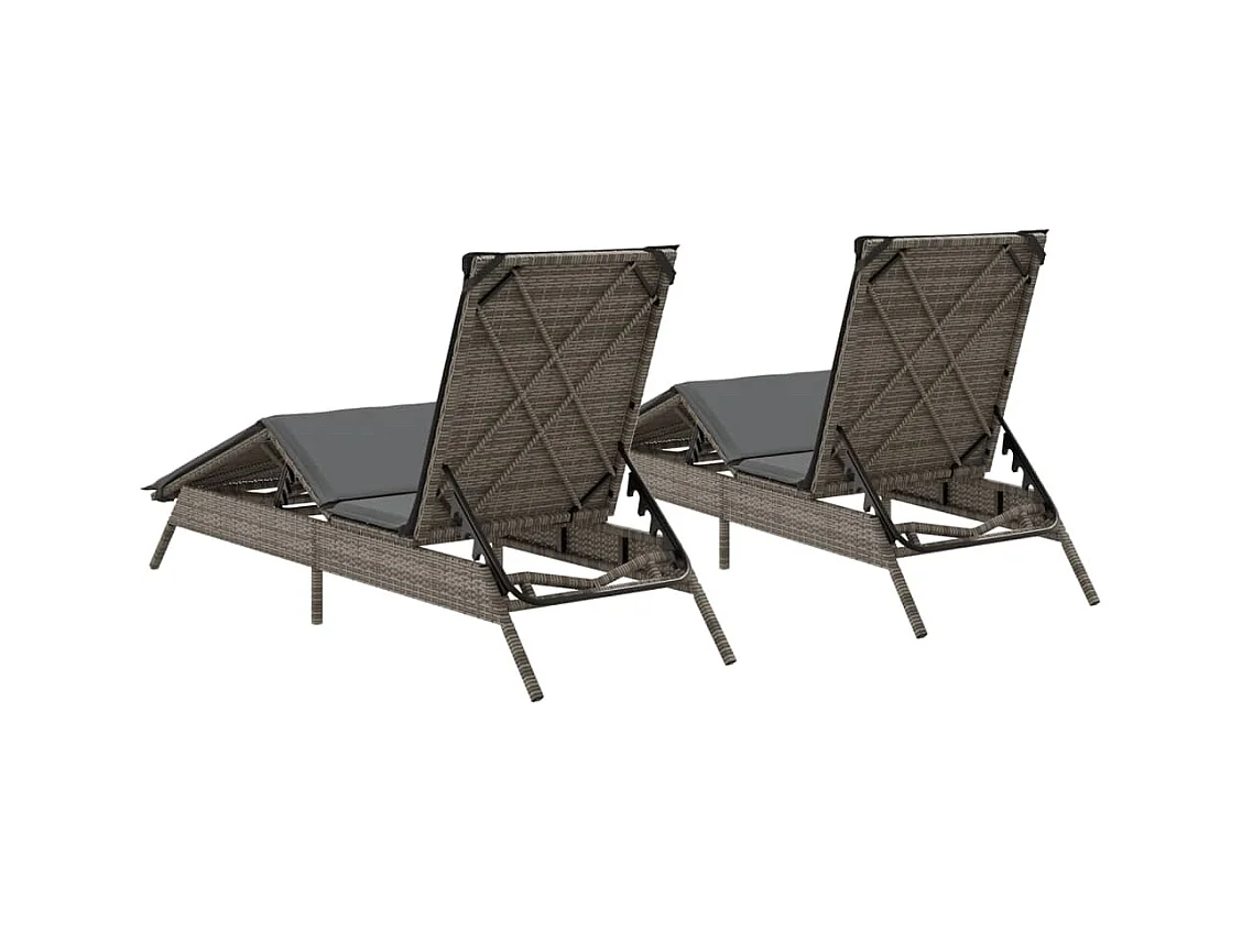 Ligstoelen met kussens set van 2 grijs geweven hars
