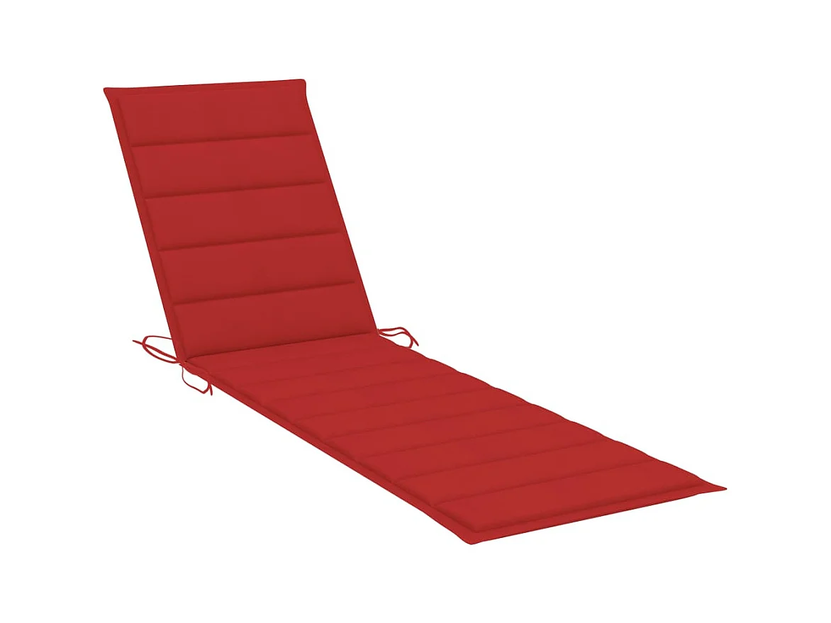 Loungestoel met rood kussen Massief teakhout