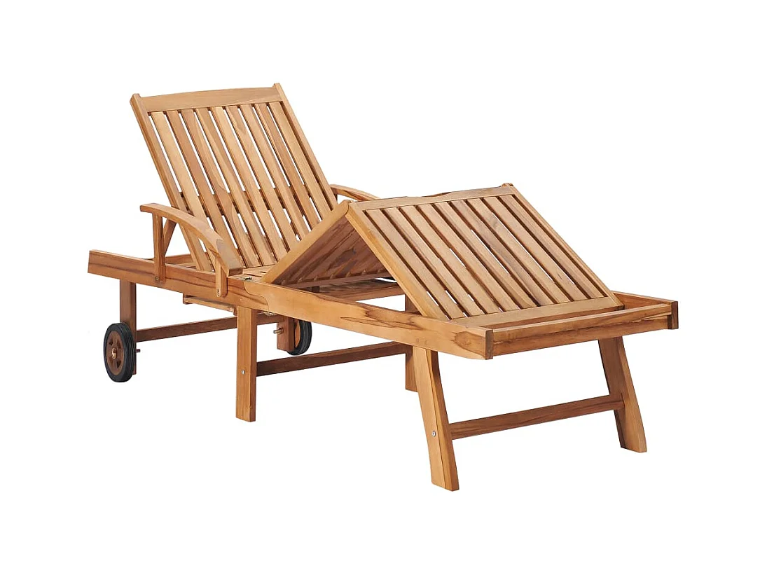 Loungestoel met rood kussen Massief teakhout
