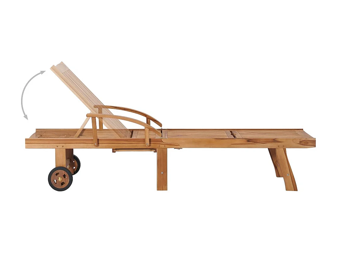 Chaise longue avec coussin rouge Bois de teck solide