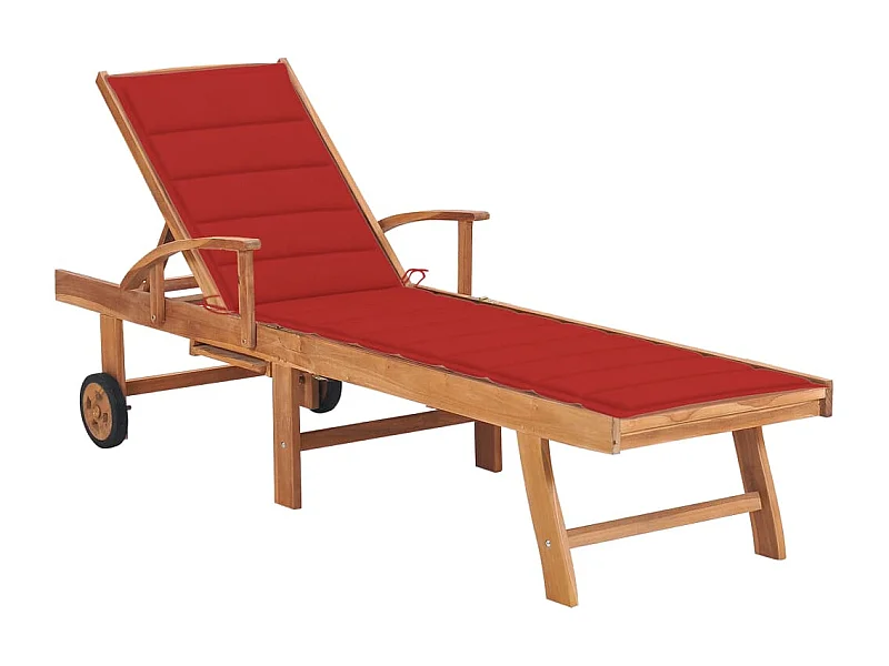 Poltrona lounge con cuscino rosso Legno massello di teak