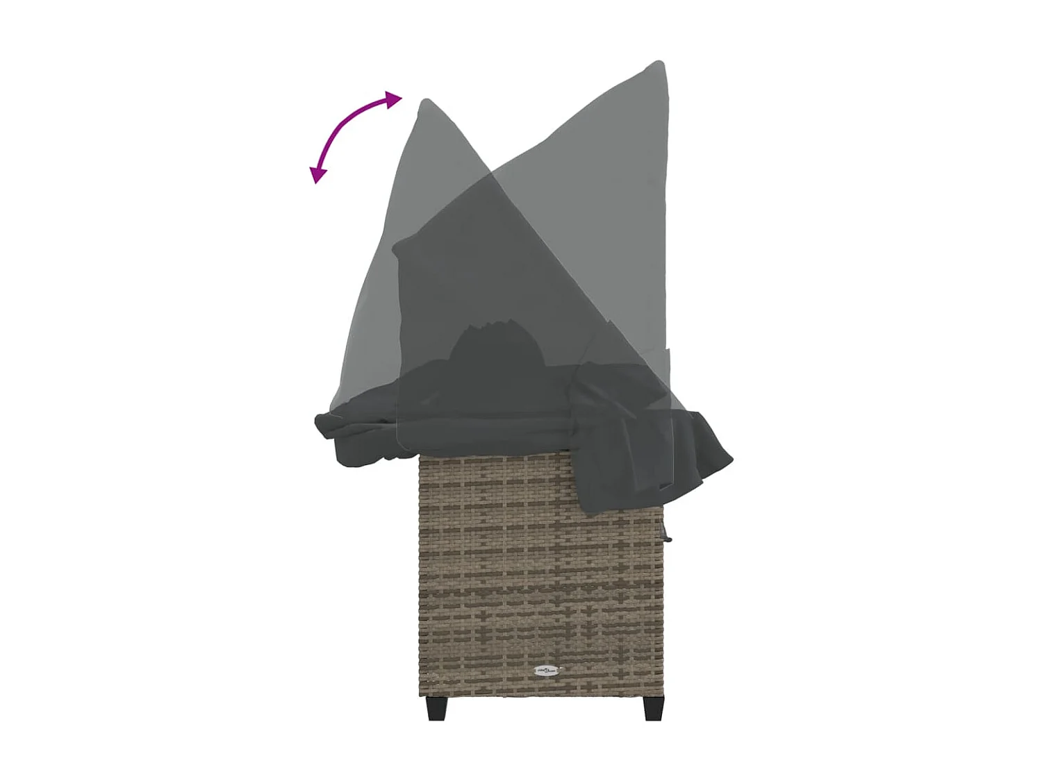 Espreguiçadeira com dossel e almofadas de resina tecida cinza