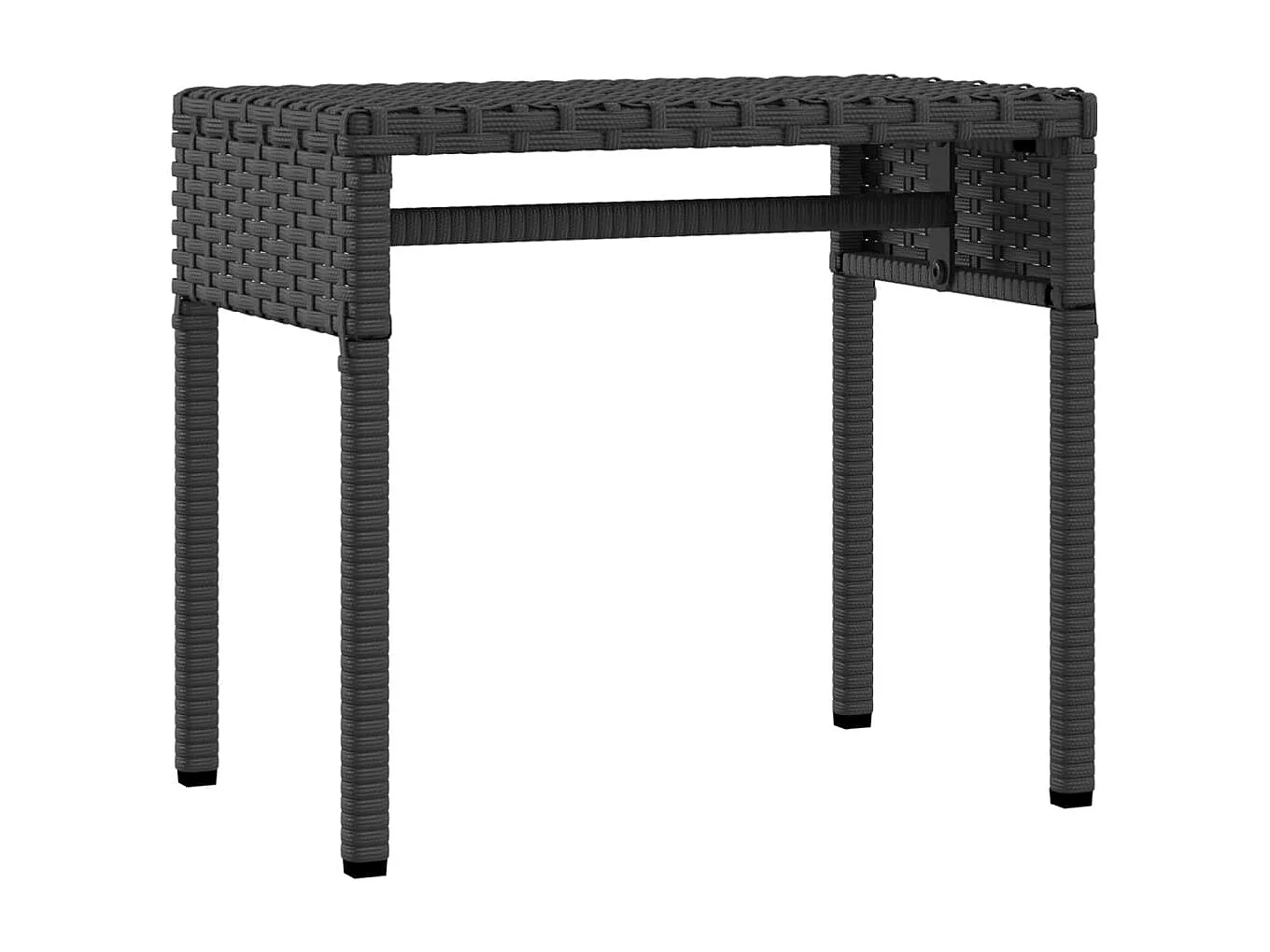 Chaise longue avec auvent et table noir résine tressée