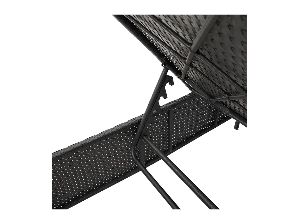 Chaise longue avec table et coussin noir résine tressée